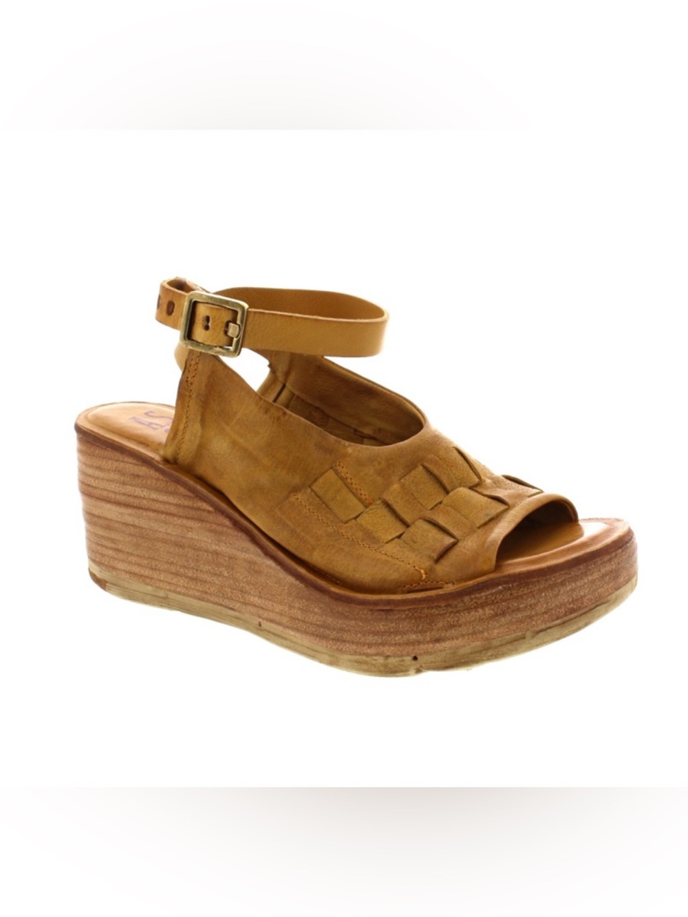 NEW 37/6.5-7 GOLDEN YELLOW AS98 WEDGE SANDALS.